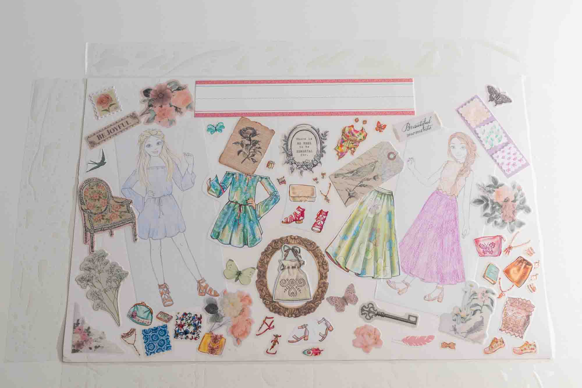 Process shot of cutting out the corners of the contact paper for folding.