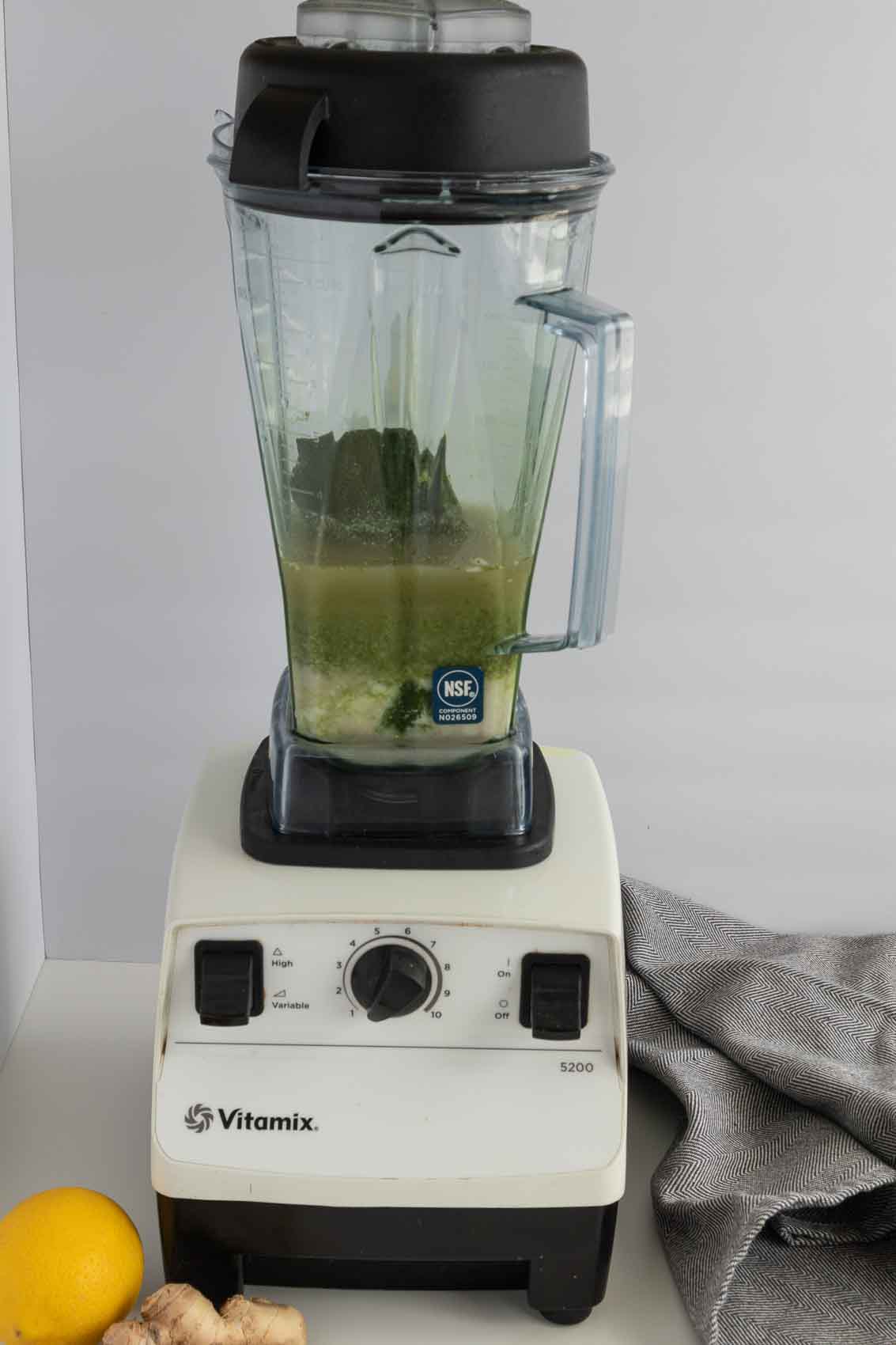 Process shot of smoothie ingredients.